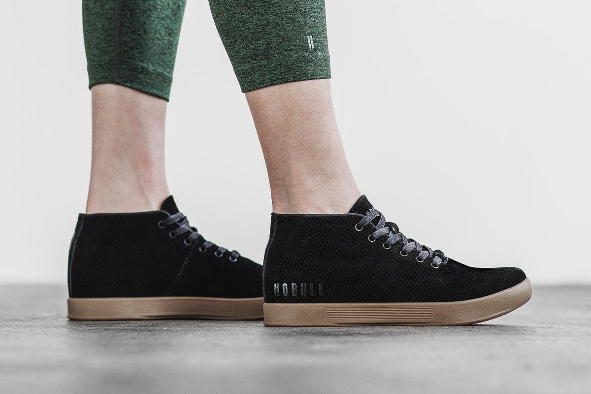 Nobull Suede Mid Women's Trainers Black | Australia (QS9206)